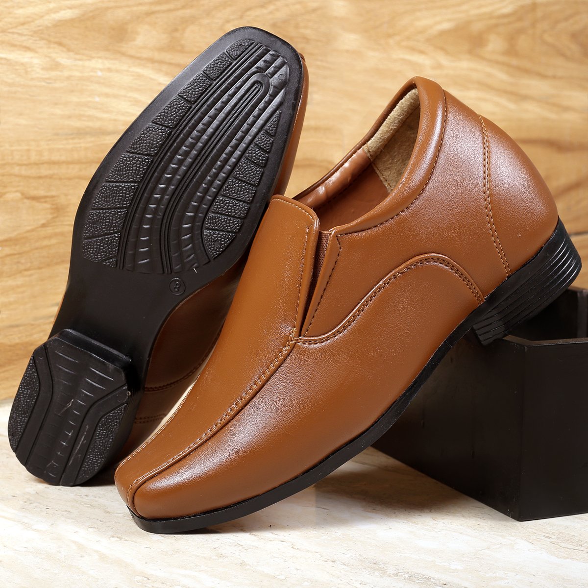 Men's 3 Inch Hidden Height Increasing Office Wear Slip-on Shoes