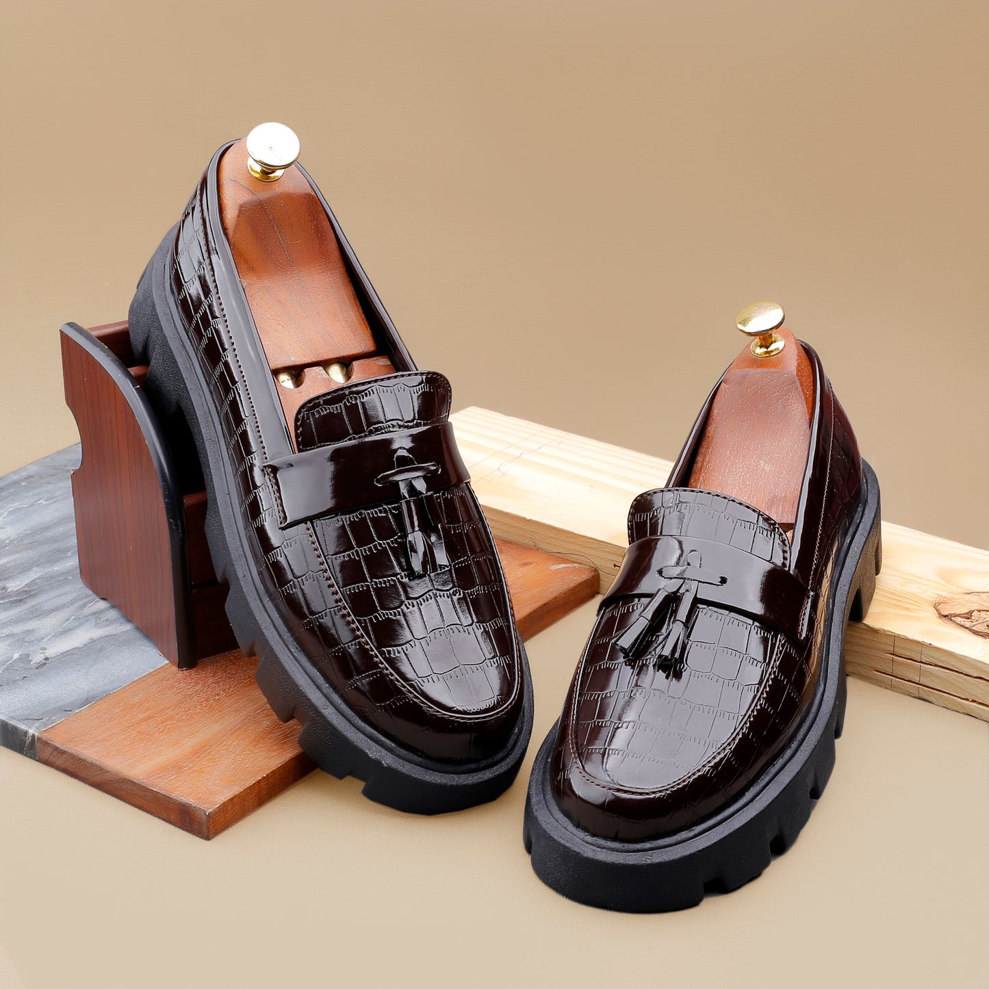 Bxxy's Premium Patent Vegan Tassel Slip-ons for Men